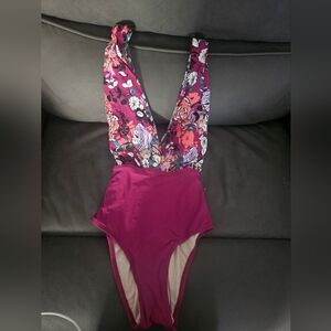 NWT Sea Angel pink floral one piece swimsuit Size L